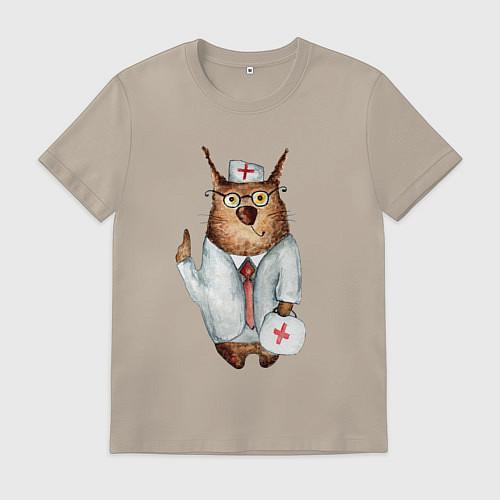 Мужская футболка Врач сова / Миндальный – фото 1