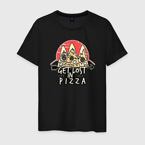 Мужская футболка Пицца и Горы / Черный – фото 1