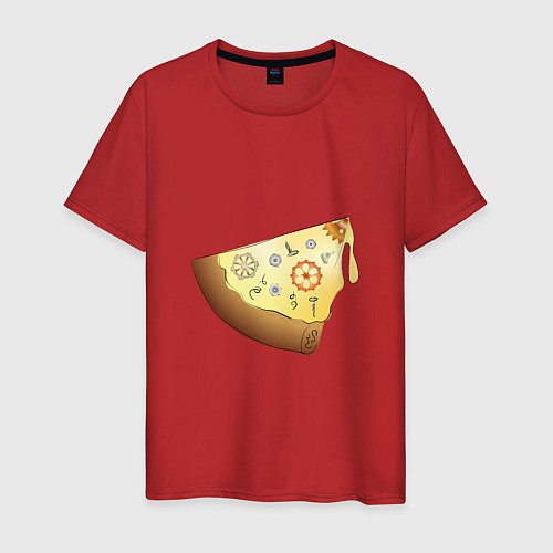 Мужская футболка Пицца в стиле стимпанк / Красный – фото 1