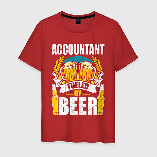 Мужская футболка Бухгалтер подпитывается пивом / Красный – фото 1