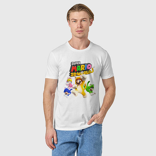 Мужская футболка Super Mario 3D World Nintendo Team of heroes / Белый – фото 3