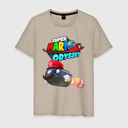 Футболка хлопковая мужская Super Mario Odyssey Bullet Bill Nintendo, цвет: миндальный