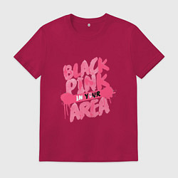 Футболка хлопковая мужская Блэкпинк новый, цвет: маджента
