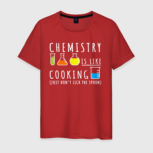 Мужская футболка Химия похожа на кулинарию / Красный – фото 1