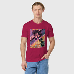 Футболка хлопковая мужская Наранча Гирга из ДжоДжо, цвет: маджента — фото 2