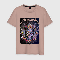 Футболка хлопковая мужская Metallica Playbill Art skull, цвет: пыльно-розовый