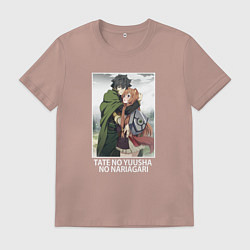 Футболка хлопковая мужская Наофуми и Рафталия, цвет: пыльно-розовый