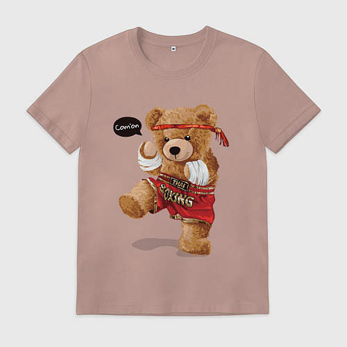 Мужская футболка МИШКА ТАЙСКИЙ БОКС THAI BOXING MUAY THAI / Пыльно-розовый – фото 1