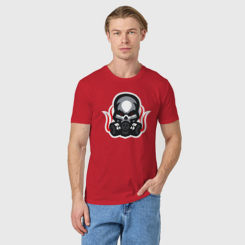 Мужская футболка Черепушка в противогазе / Красный – фото 3