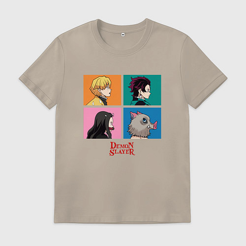 Мужская футболка Клинок, рассекающий демонов Коллаж / Миндальный – фото 1