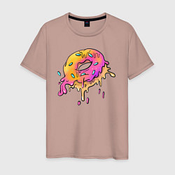 Футболка хлопковая мужская Цветной пончик, цвет: пыльно-розовый