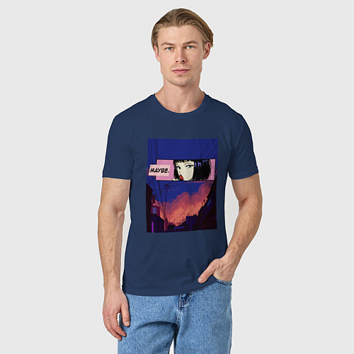 Мужская футболка Аниме 80-Х - девушка и чупа-чупс / Тёмно-синий – фото 3