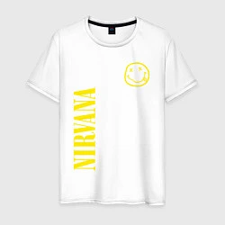 Футболка хлопковая мужская Nirvana нирвана смайл, цвет: белый