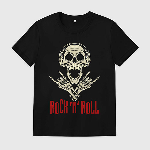 Мужская футболка Rock n Roll Skull / Черный – фото 1