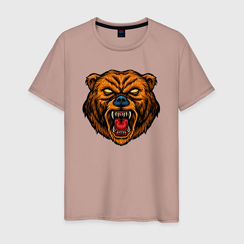 Мужская футболка Морда медведя / Пыльно-розовый – фото 1