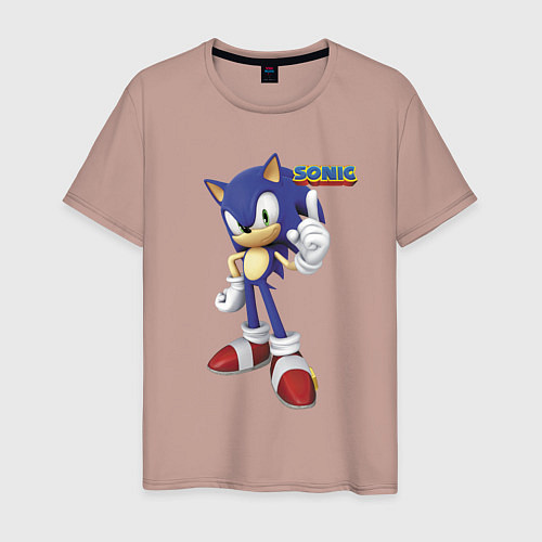 Мужская футболка Sonic Hedgehog Video game / Пыльно-розовый – фото 1