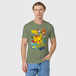 Футболка хлопковая мужская ПОКЕМОНЫ POKEMON, цвет: авокадо — фото 2