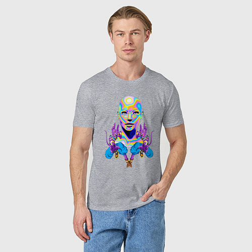 Мужская футболка Богиня и коты Vaporwave Neon / Меланж – фото 3
