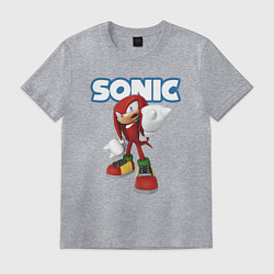 Футболка хлопковая мужская Knuckles Echidna Sonic Video game Ехидна Наклз Вид, цвет: меланж