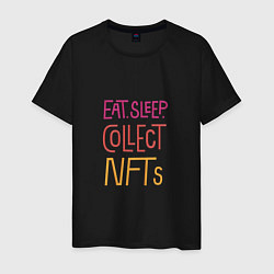 Футболка хлопковая мужская Eat Sleep Collect NFTs, цвет: черный