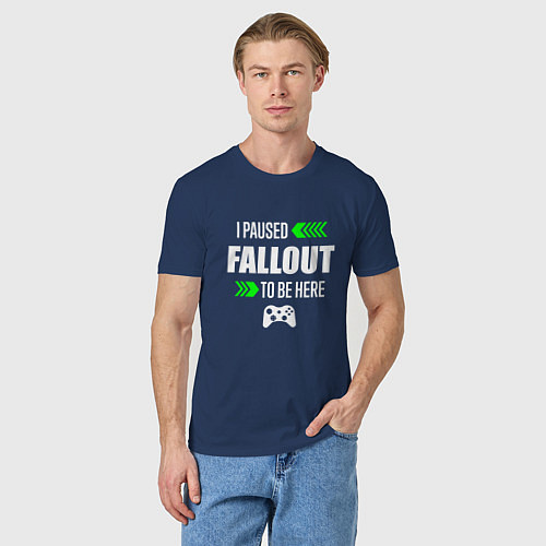 Мужская футболка Fallout I Paused / Тёмно-синий – фото 3