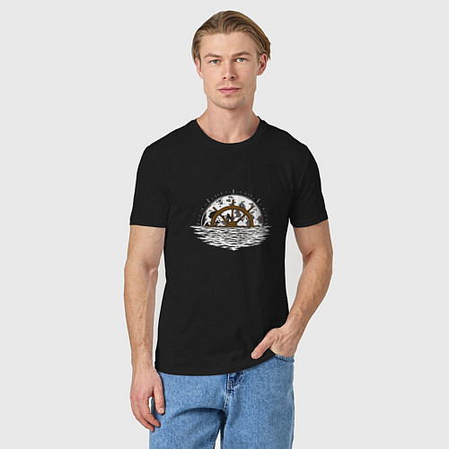 Мужская футболка Лунный корабль Moon Ship / Черный – фото 3