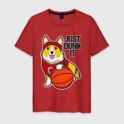 Футболка хлопковая мужская JUST DUNK IT корги, цвет: красный