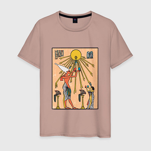Мужская футболка Египетская фреска Атон с иероглифами / Пыльно-розовый – фото 1