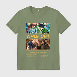 Футболка хлопковая мужская Наофуми Иватани Восхождение Героя Щита, цвет: авокадо