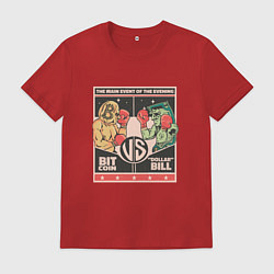 Футболка хлопковая мужская Биткоин против доллара Афиша Dollar vs Bitcoin, цвет: красный