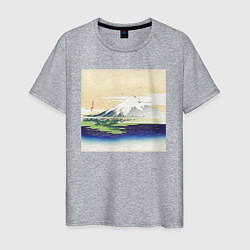 Футболка хлопковая мужская Fuji Гора Фудзи, цвет: меланж