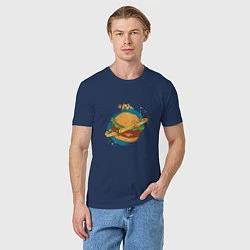 Футболка хлопковая мужская Бургер Планета Planet Burger, цвет: тёмно-синий — фото 2