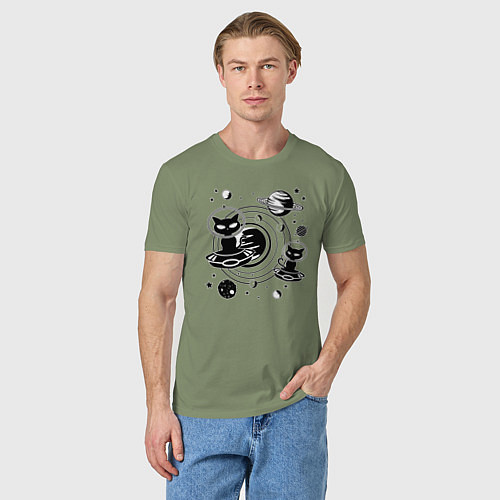 Мужская футболка Коты пришельцы в космосе / Авокадо – фото 3