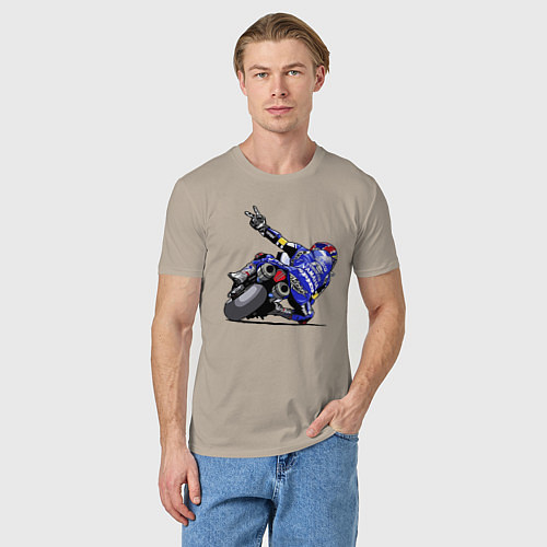 Мужская футболка Yamaha racing team Racer / Миндальный – фото 3