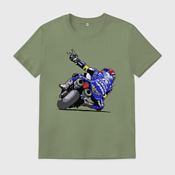 Футболка хлопковая мужская Yamaha racing team Racer, цвет: авокадо