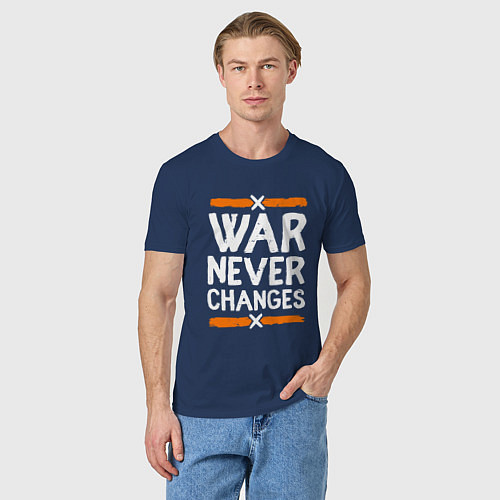 Мужская футболка War never changes Fallout / Тёмно-синий – фото 3