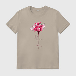 Футболка хлопковая мужская Роза с надписью FAMILY, цвет: миндальный