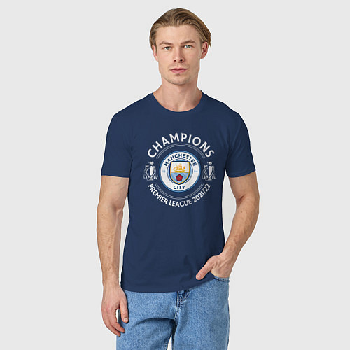 Мужская футболка Manchester City Champions 2122 / Тёмно-синий – фото 3