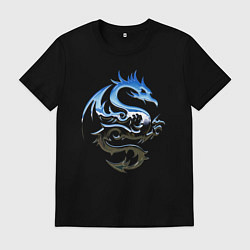 Футболка хлопковая мужская Хромированный дракон, цвет: черный