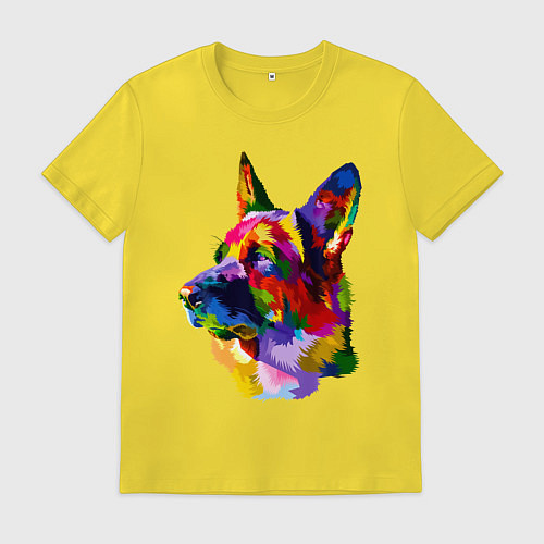 Мужская футболка Немецкие овчарки красочная голова / Желтый – фото 1