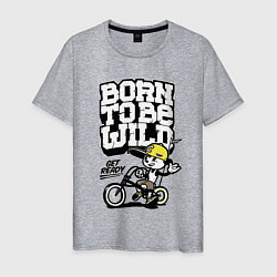 Футболка хлопковая мужская Born to be wild Рожденный быть диким, цвет: меланж