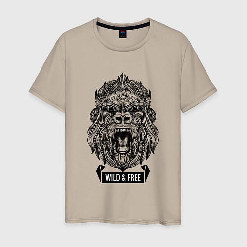 Мужская футболка Горилла в стиле Мандала Mandala Gorilla / Миндальный – фото 1