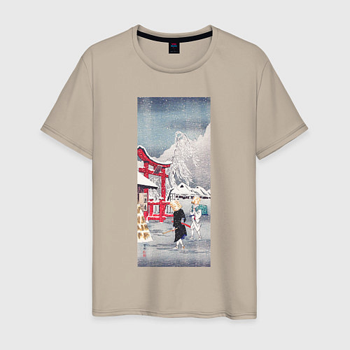 Мужская футболка Okabe in Snow Зима / Миндальный – фото 1