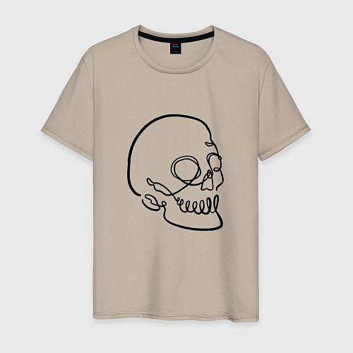Мужская футболка Череп Лайн Арт Skull Line Art / Миндальный – фото 1