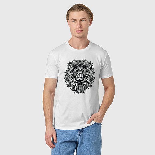 Мужская футболка Лев в стиле Мандала Mandala Lion / Белый – фото 3