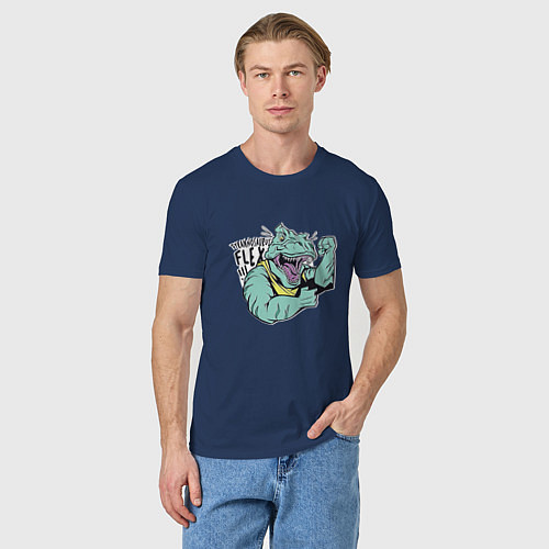 Мужская футболка Tyrannosaurus Flex Тираннозавр Флекс / Тёмно-синий – фото 3