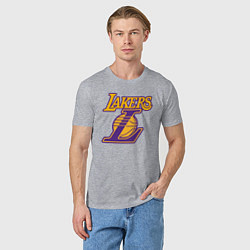 Футболка хлопковая мужская Lakers Лейкерс Коби Брайант, цвет: меланж — фото 2