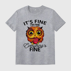 Футболка хлопковая мужская В порядке, я в порядке, все в порядке сова, цвет: меланж