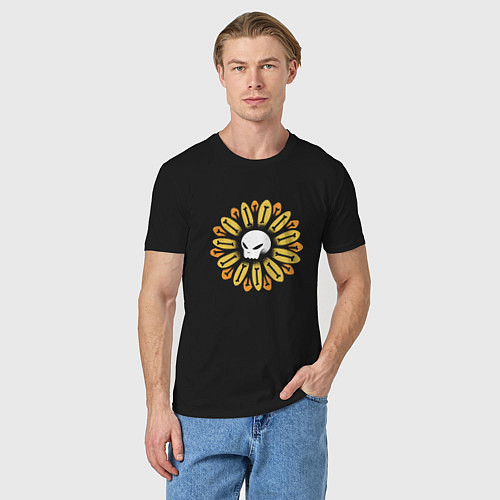 Мужская футболка Череп Подсолнух Sunflower Skull / Черный – фото 3