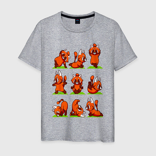 Мужская футболка Йога красной панды / Меланж – фото 1